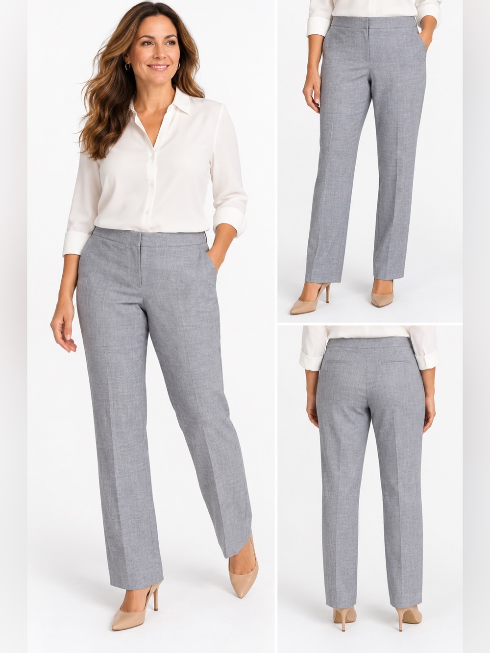 Per Se by Carlisle Women’s Size 16 Gray Straight Leg Dress Pants Trousers